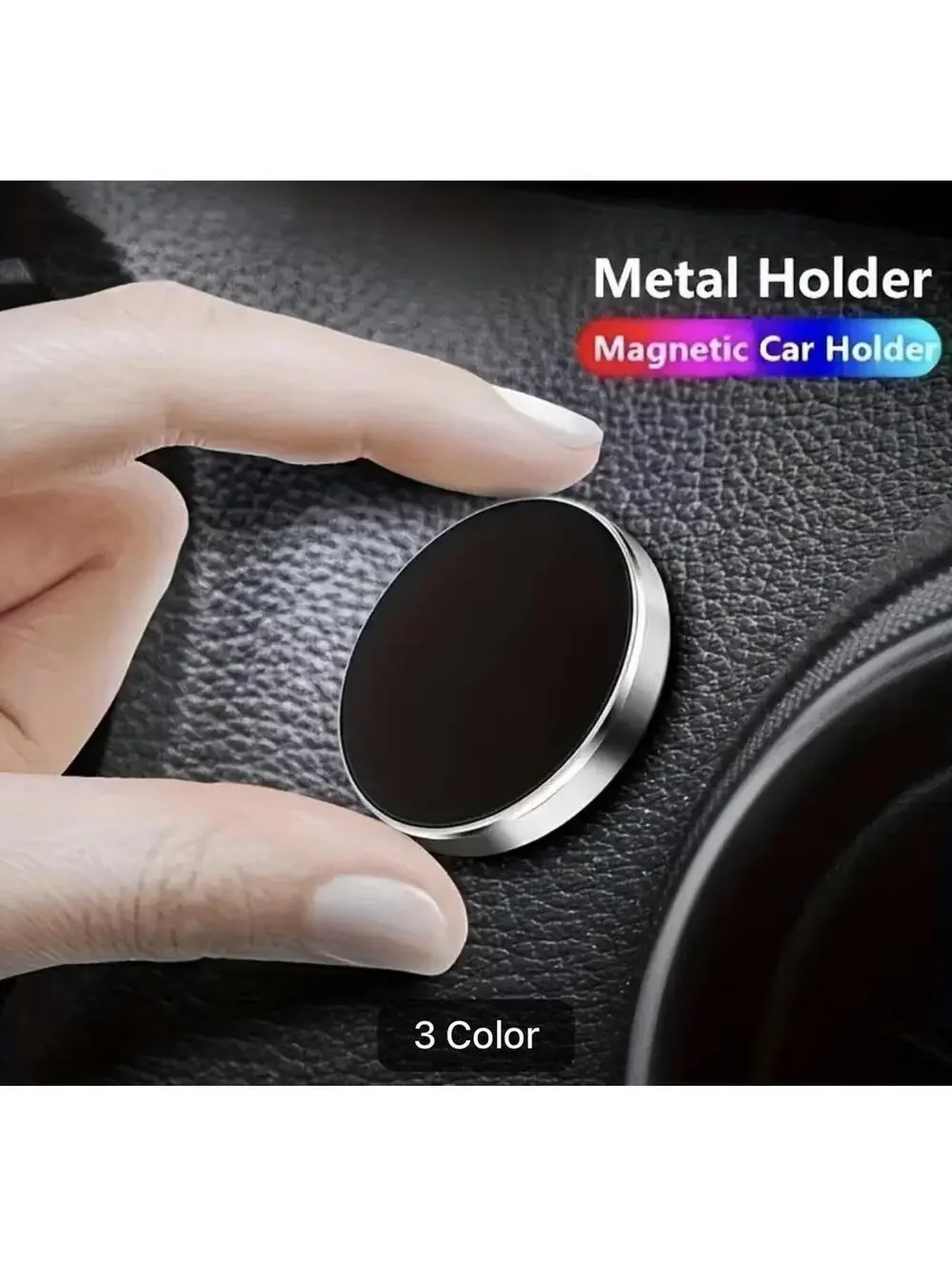 Pack Of 2 Magnetic Car Phone Holder Dashboard Mount | Metal + 2 Plates
